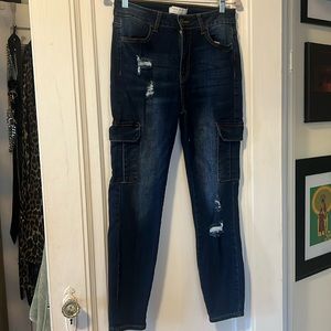Wax Jean Sustainable Denim High rise Skinny Stretch Cargo